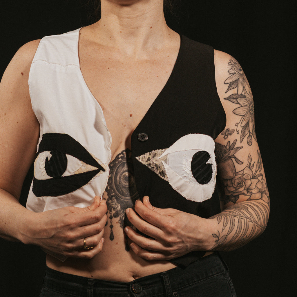 My Eyes are Down Here - Half Half White/Black Vest