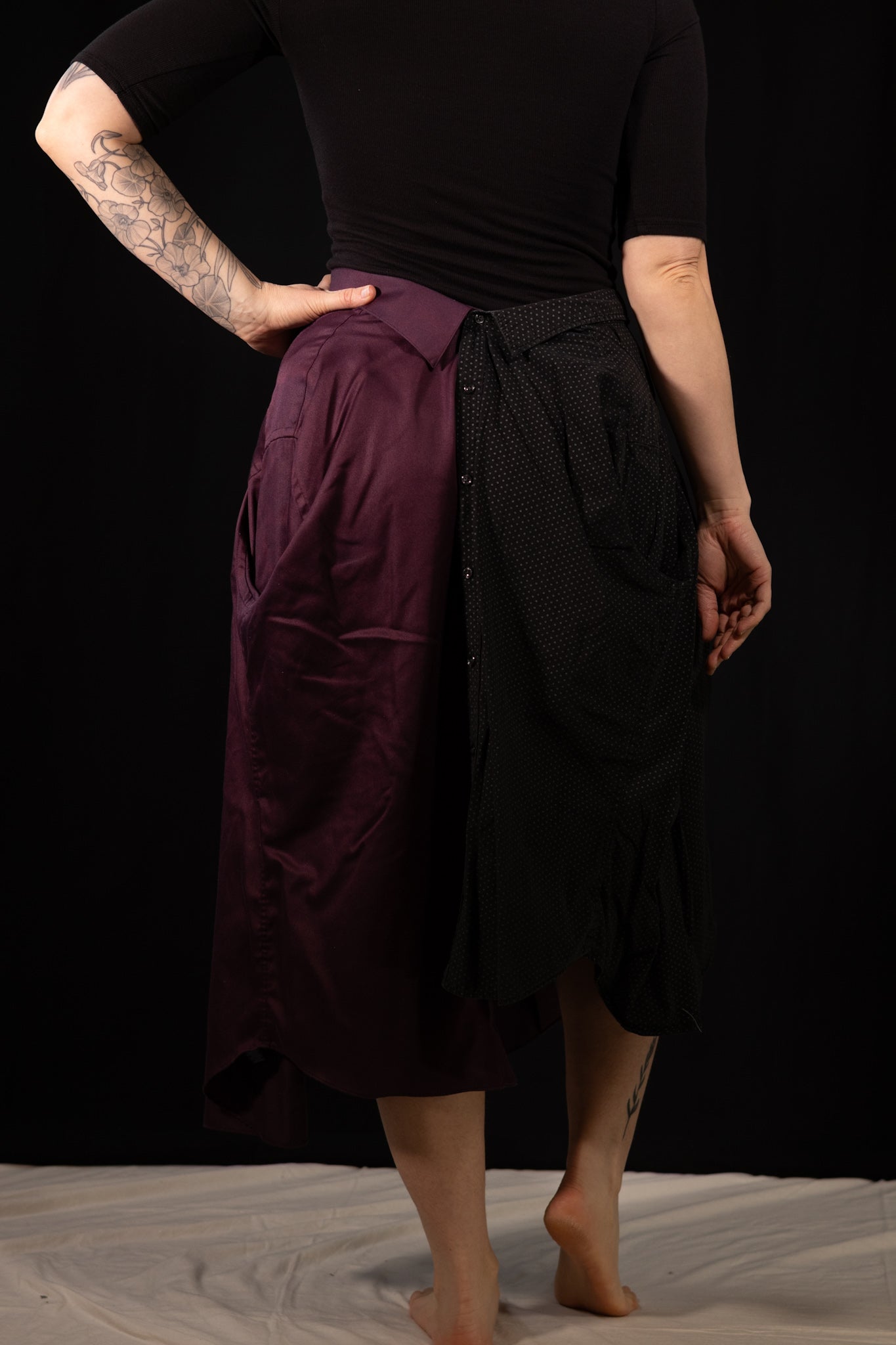 Breve Skirt - Maroon & Black Polka Dot