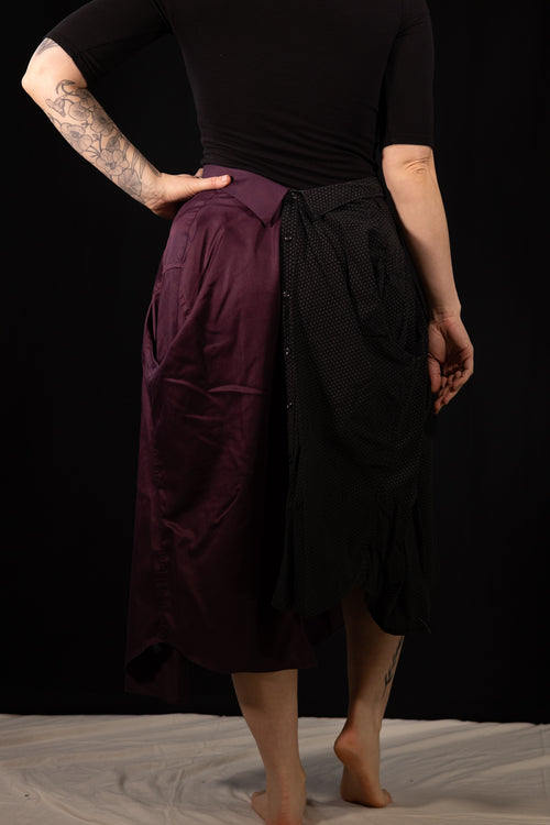 Breve Skirt - Maroon & Black Polka Dot