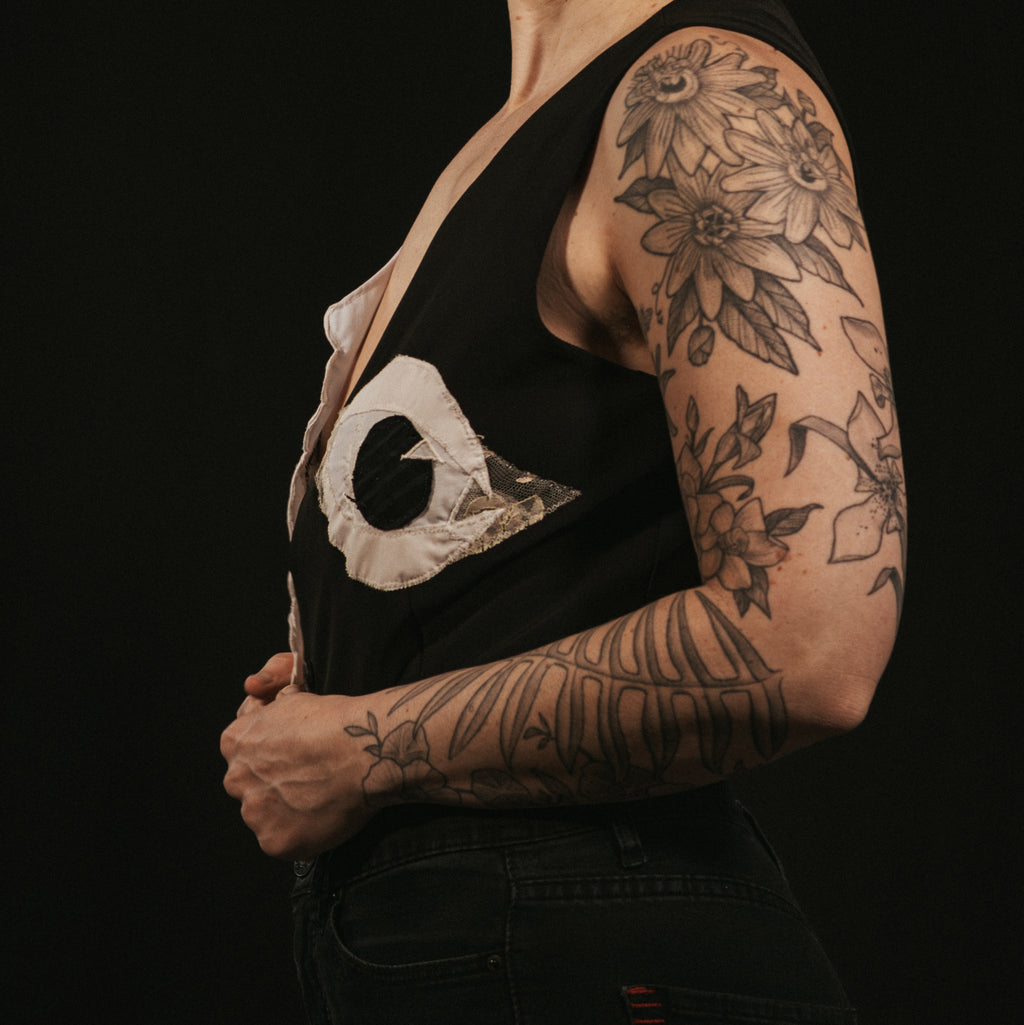 My Eyes are Down Here - Half Half White/Black Vest
