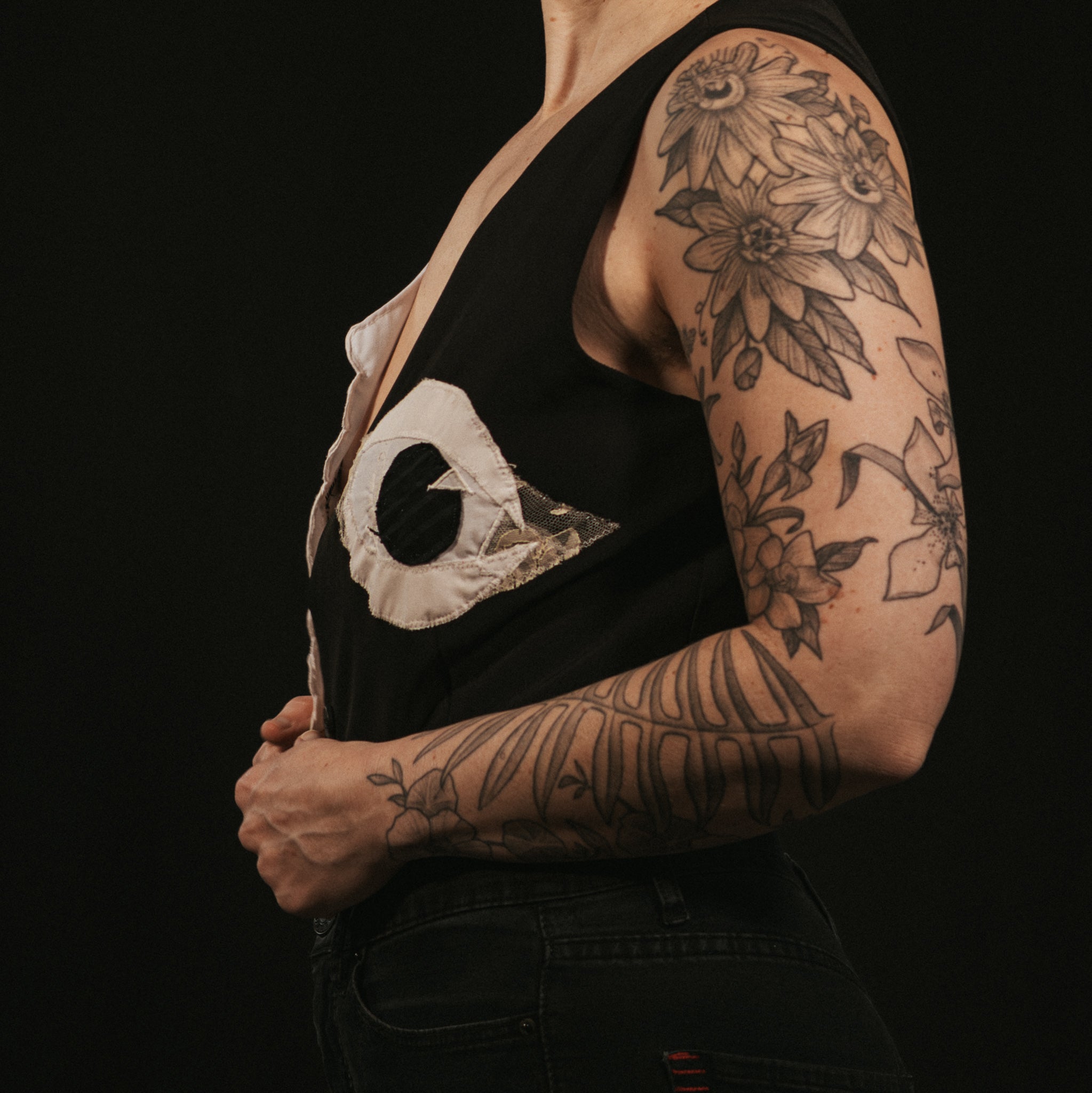 My Eyes are Down Here - Half Half White/Black Vest