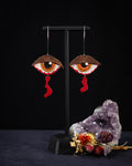 Eye See You - Orange Iris Blood Drip Earrings