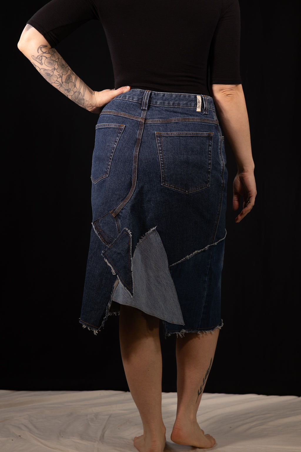 Patchwork Jean Skirt- Geometric