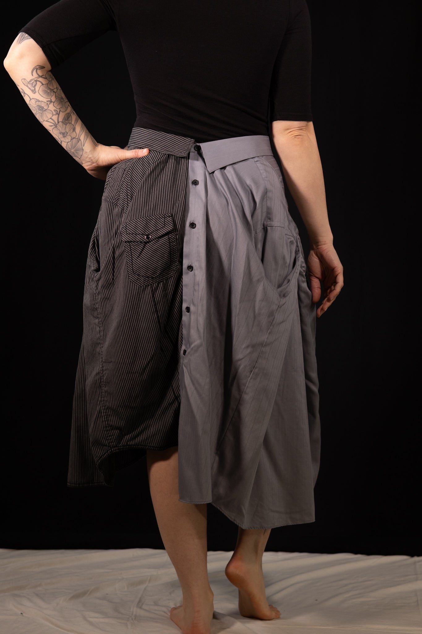 Breve Skirt - Grey & Black Striped