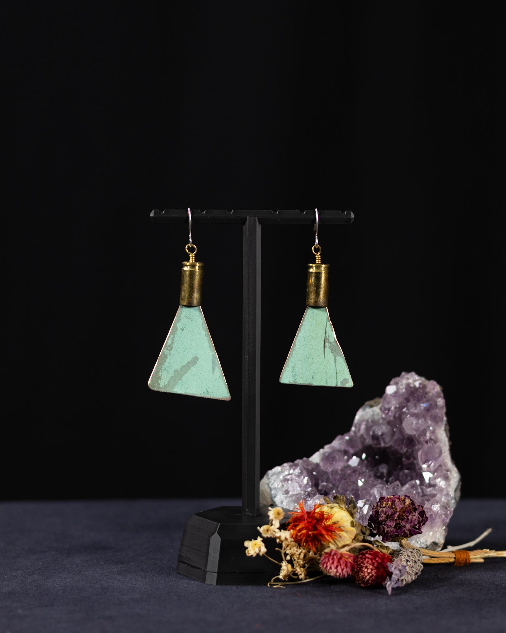 You'll Like Tacoma - Short Triangles & 9mm Bullet Shell Casing Earrings