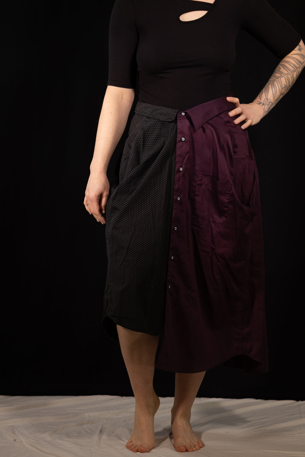 Breve Skirt - Maroon & Black Polka Dot