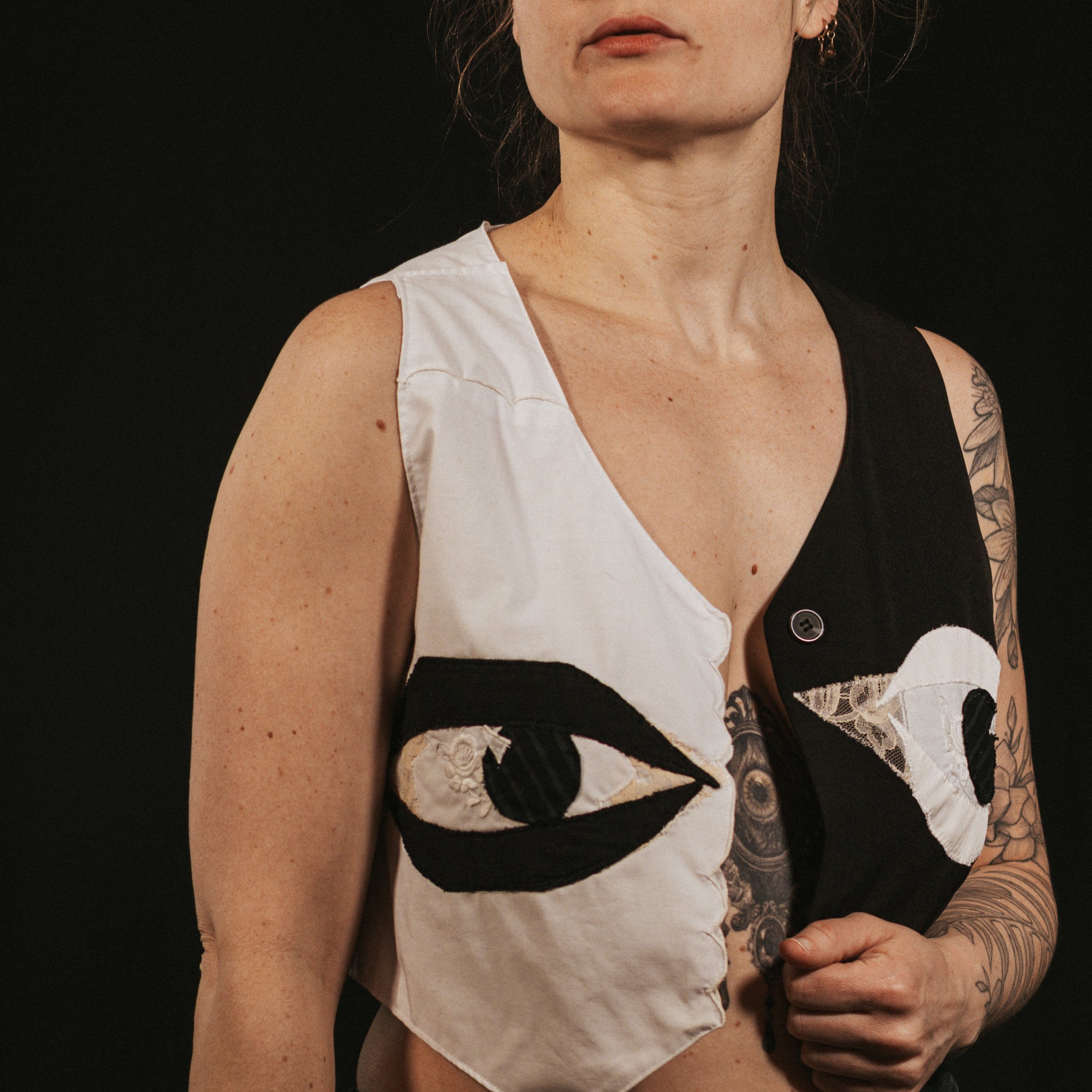 My Eyes are Down Here - Half Half White/Black Vest