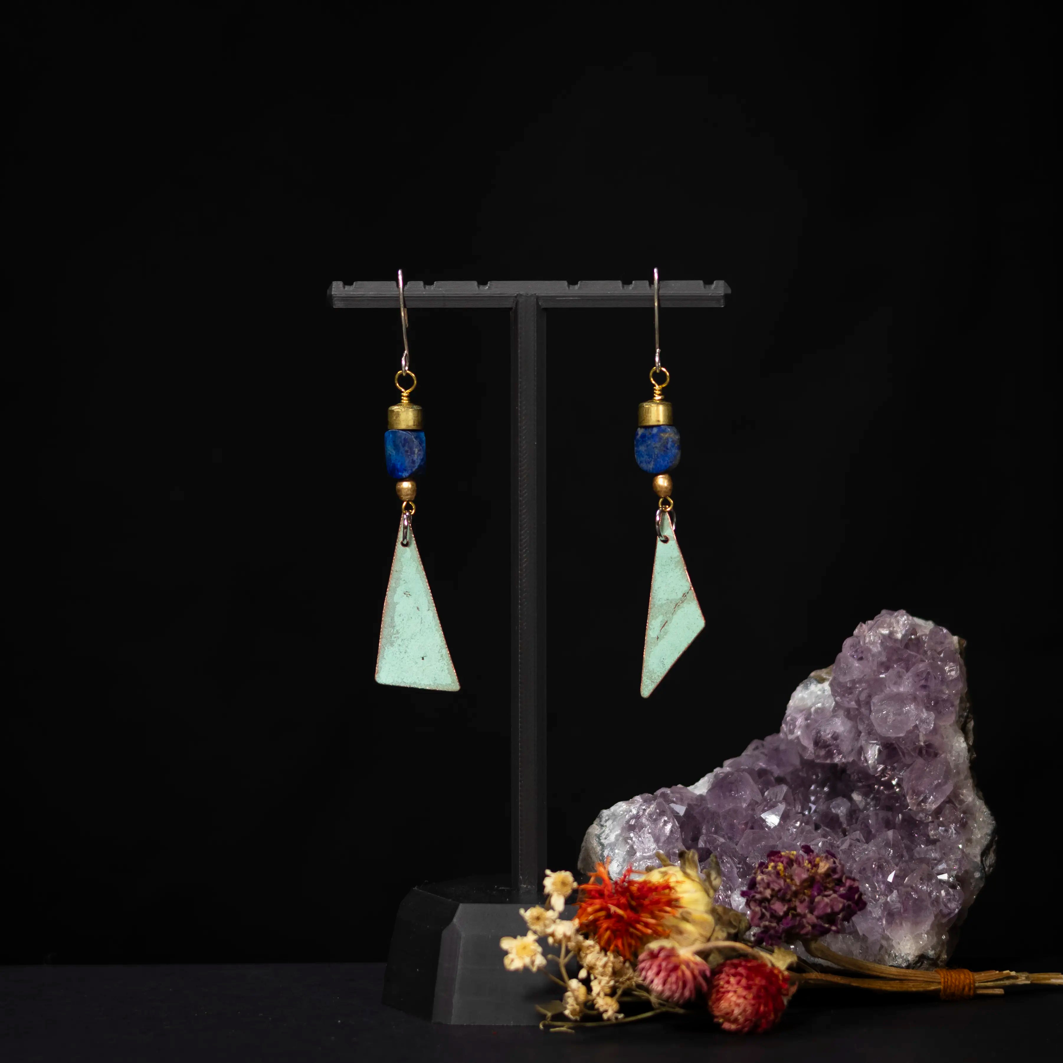 You'll Like Tacoma - Lapis Lazuli Triangle Earrings