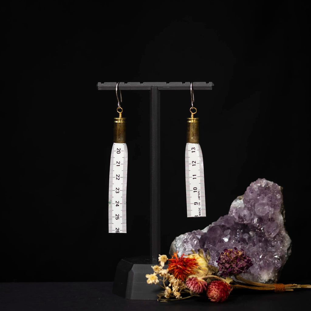 Measure Up - White Tape Earrings