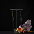Birds of a Feather - Little Skinny Black Leather Feather Earrings
