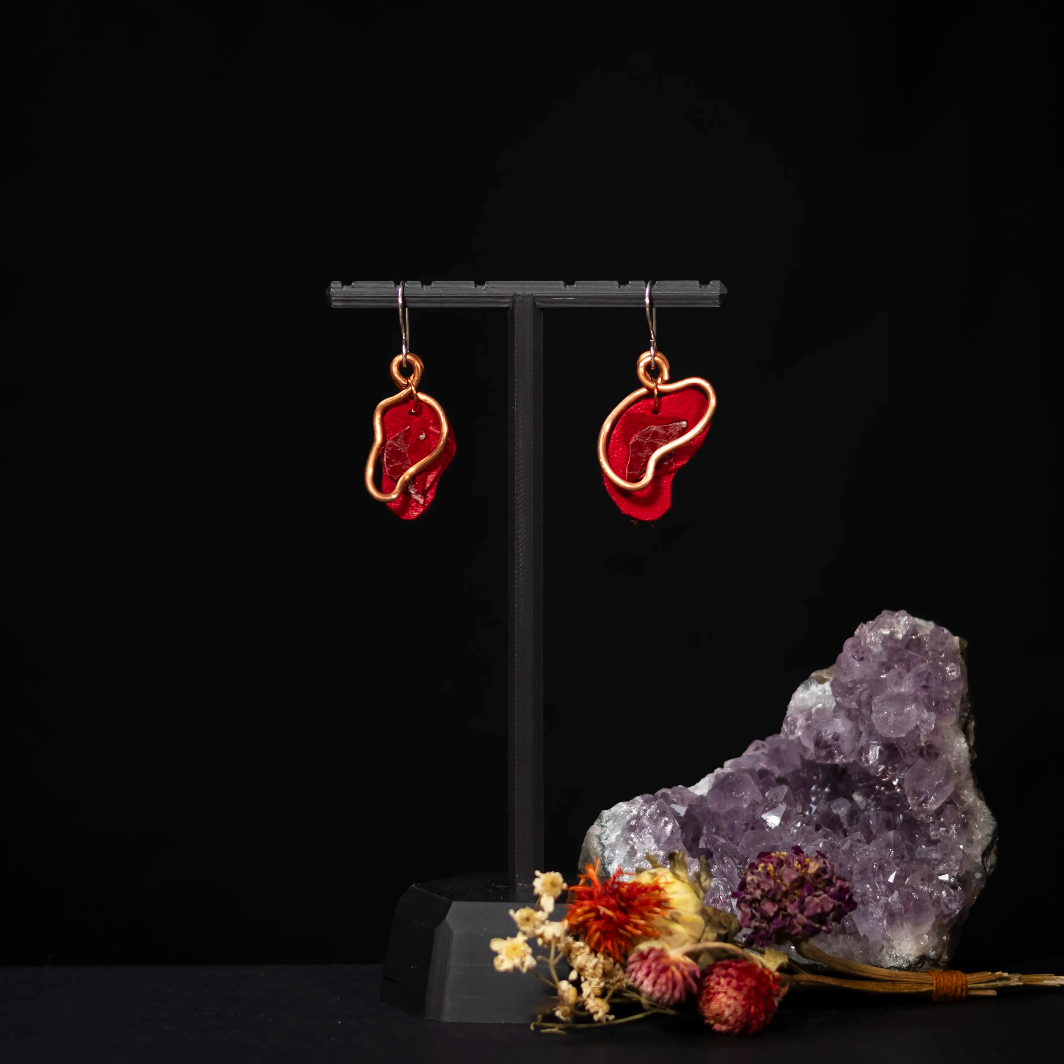 Viva La Vulva - Small Red Leather Earrings