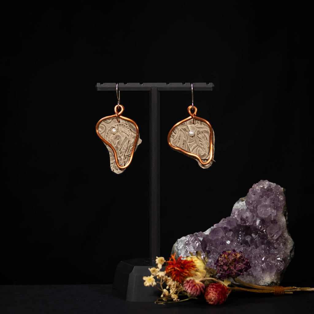 Viva La Vulva - Medium Textured White Leather Earrings