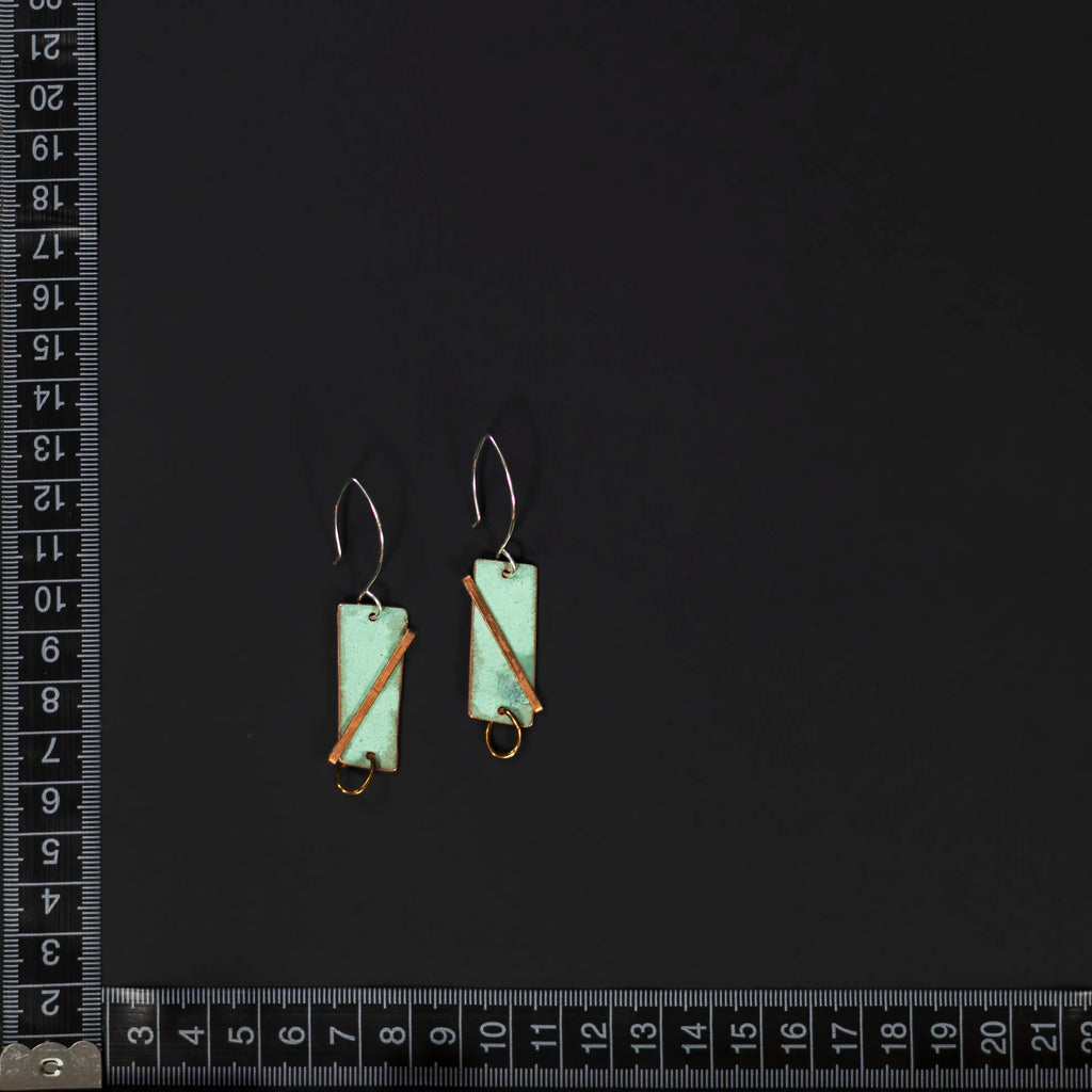 You'll Like Tacoma - Rectangle & Copper Staple Earrings