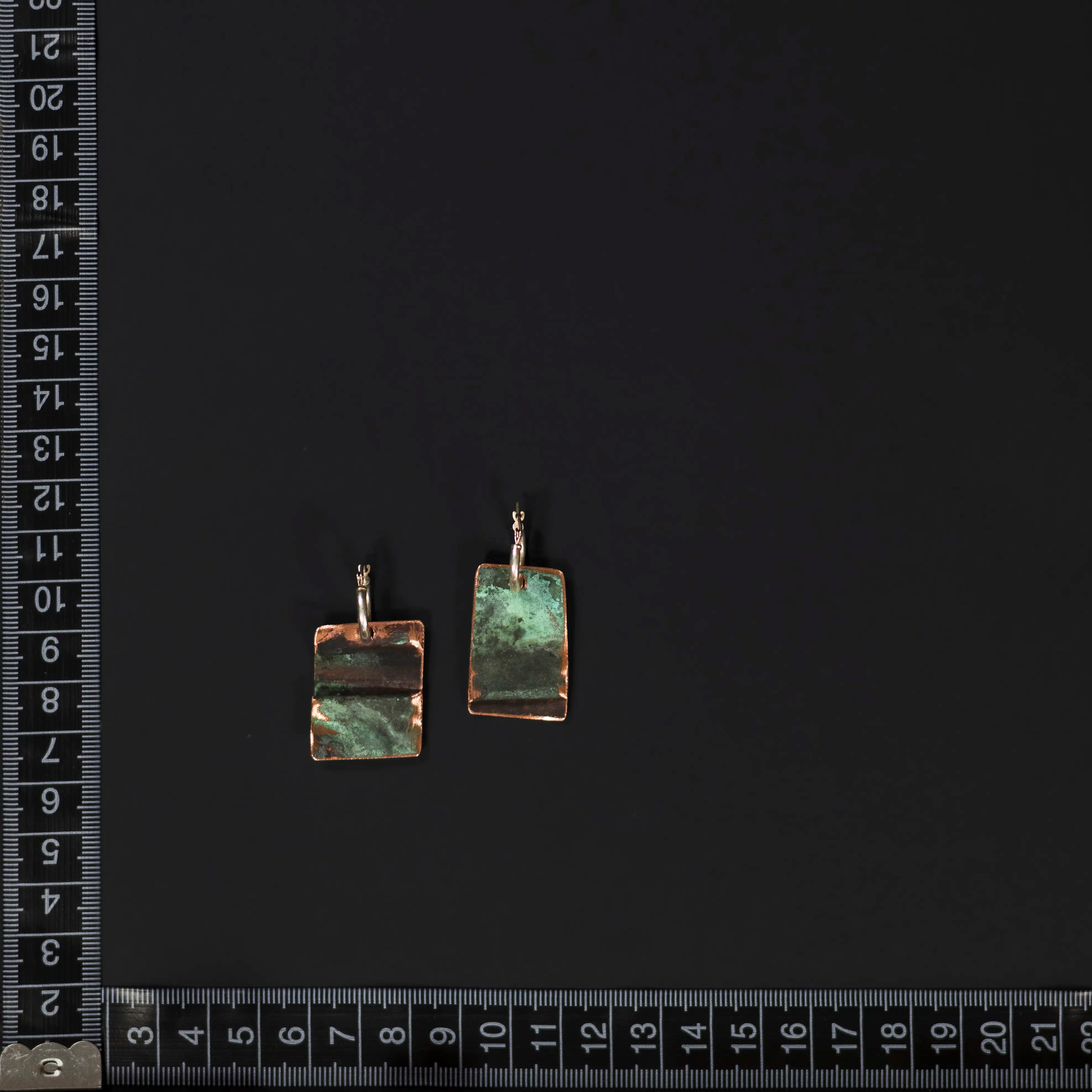 You'll Like Tacoma - Mini Silver Hoops & Copper Rectangle Earrings