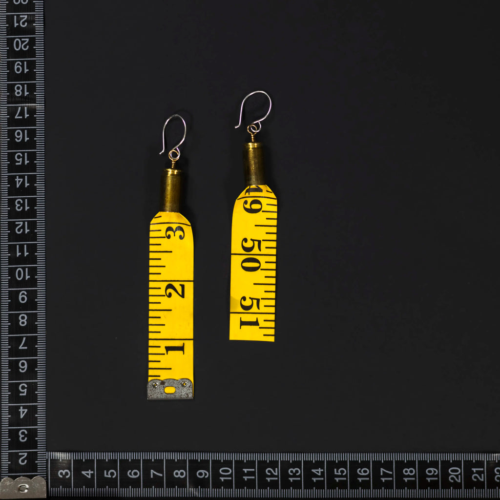 Measure Up - Yellow Tape Earrings