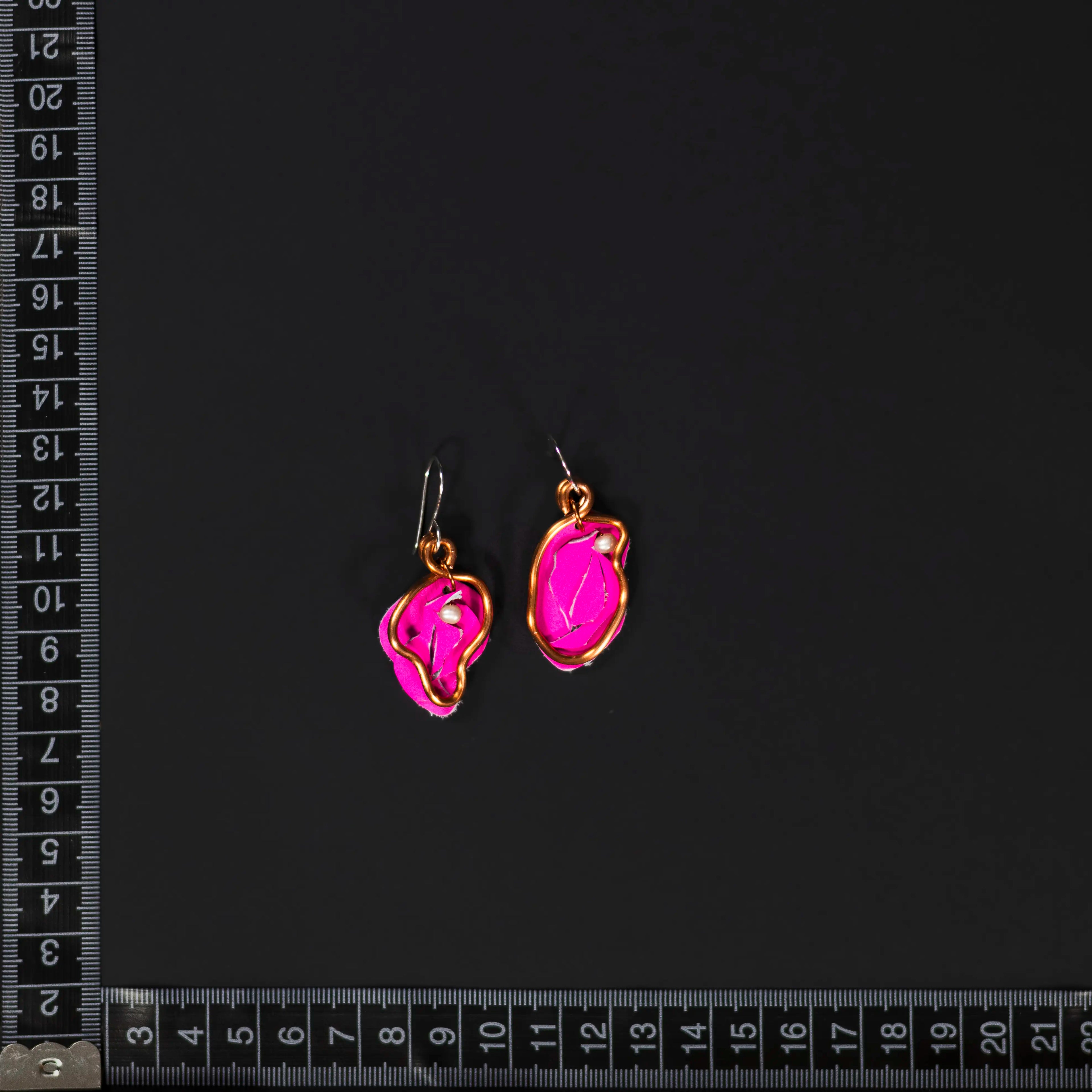 Viva La Vulva - Small Monochrome Hot Pink Leather Earrings