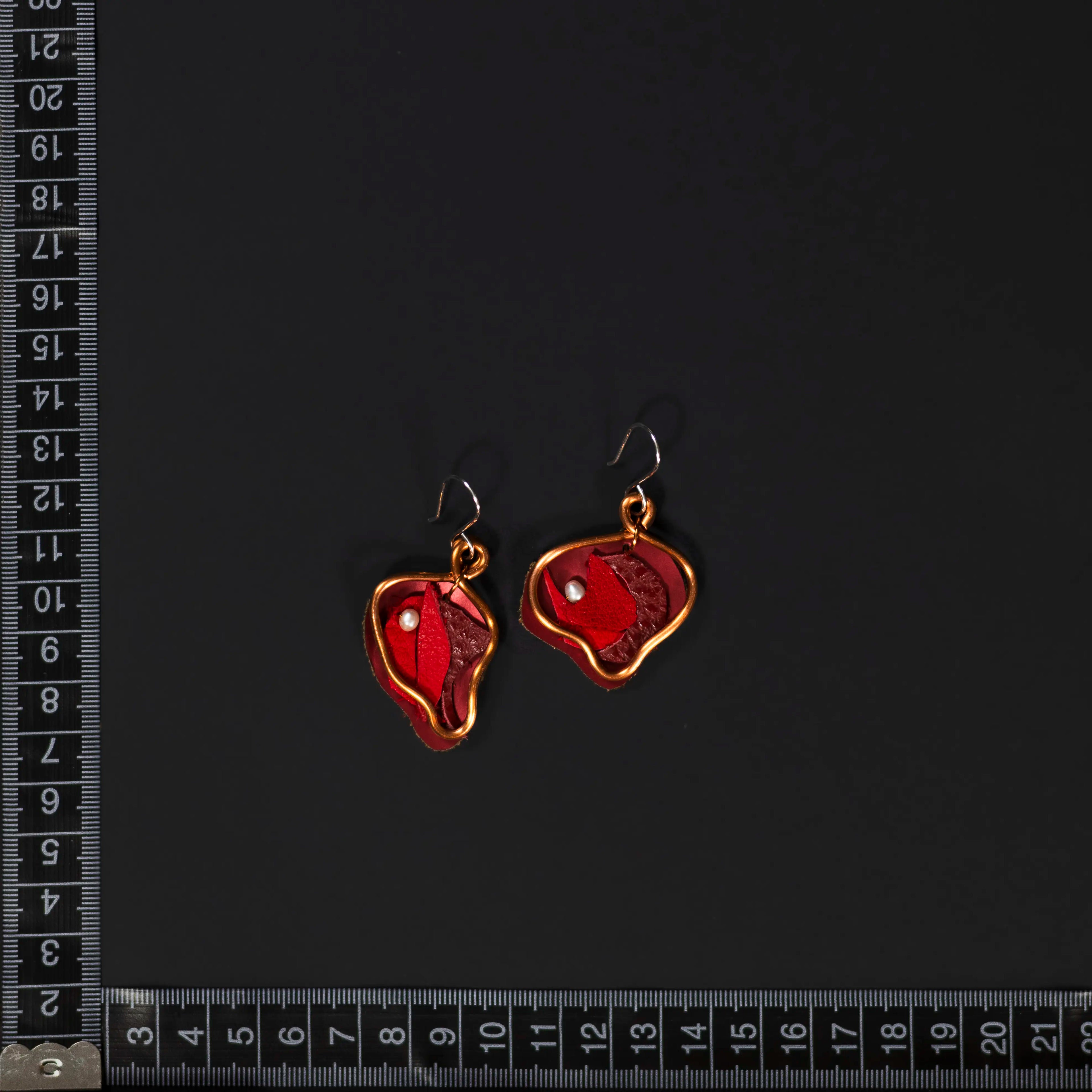 Viva La Vulva - Small Shiny Red Leather Earrings