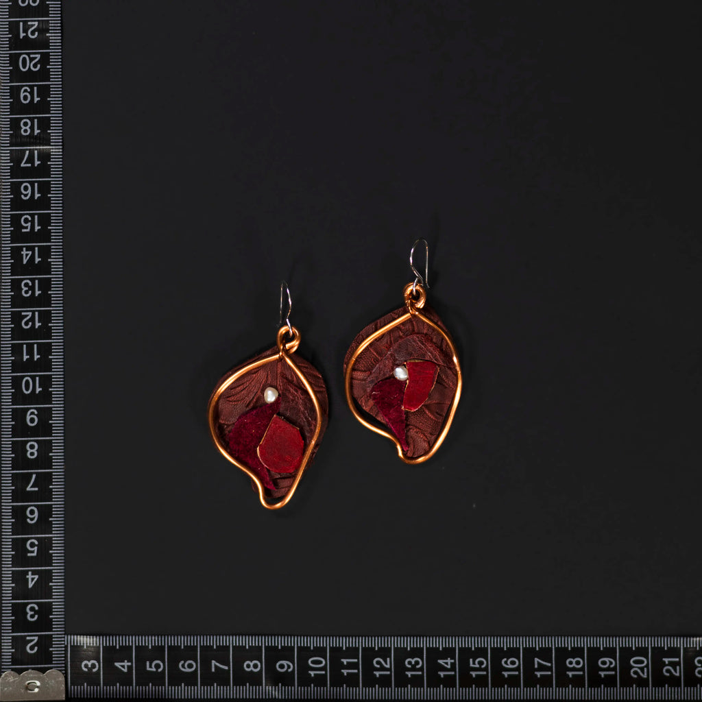 Viva La Vulva - Medium Textured Burnt Red Leather Earrings