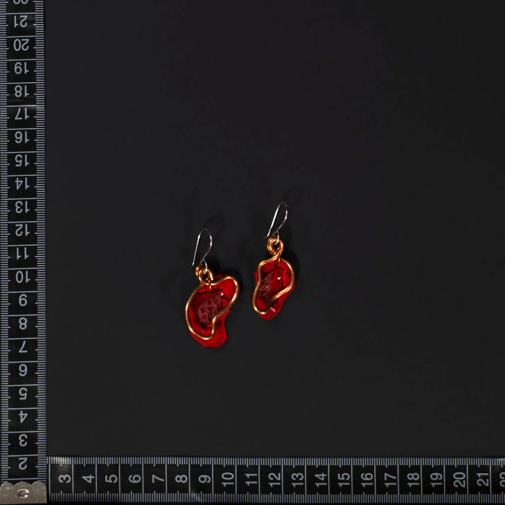 Viva La Vulva - Small Red Leather Earrings