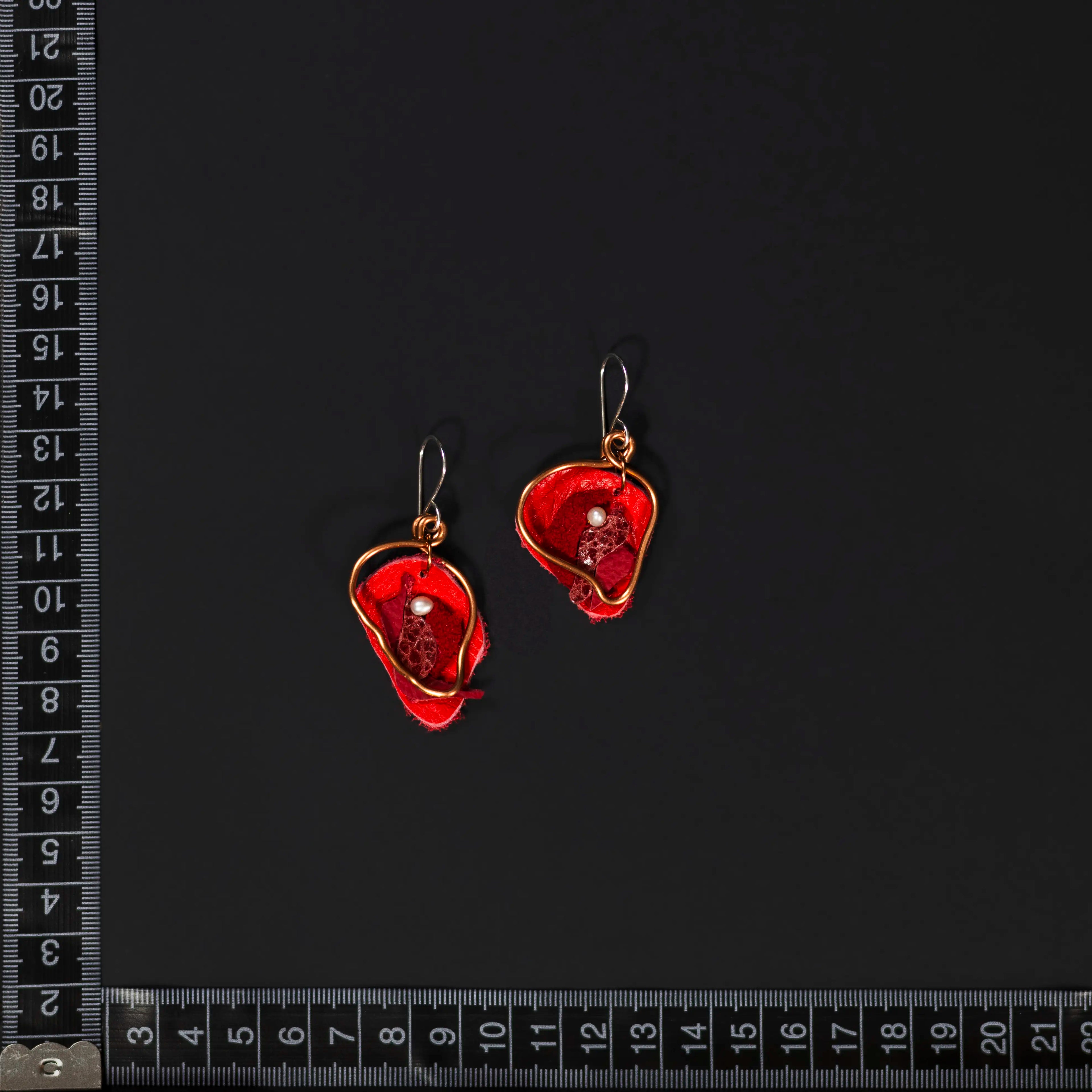 Viva La Vulva - Small Orange/Red Leather Earrings