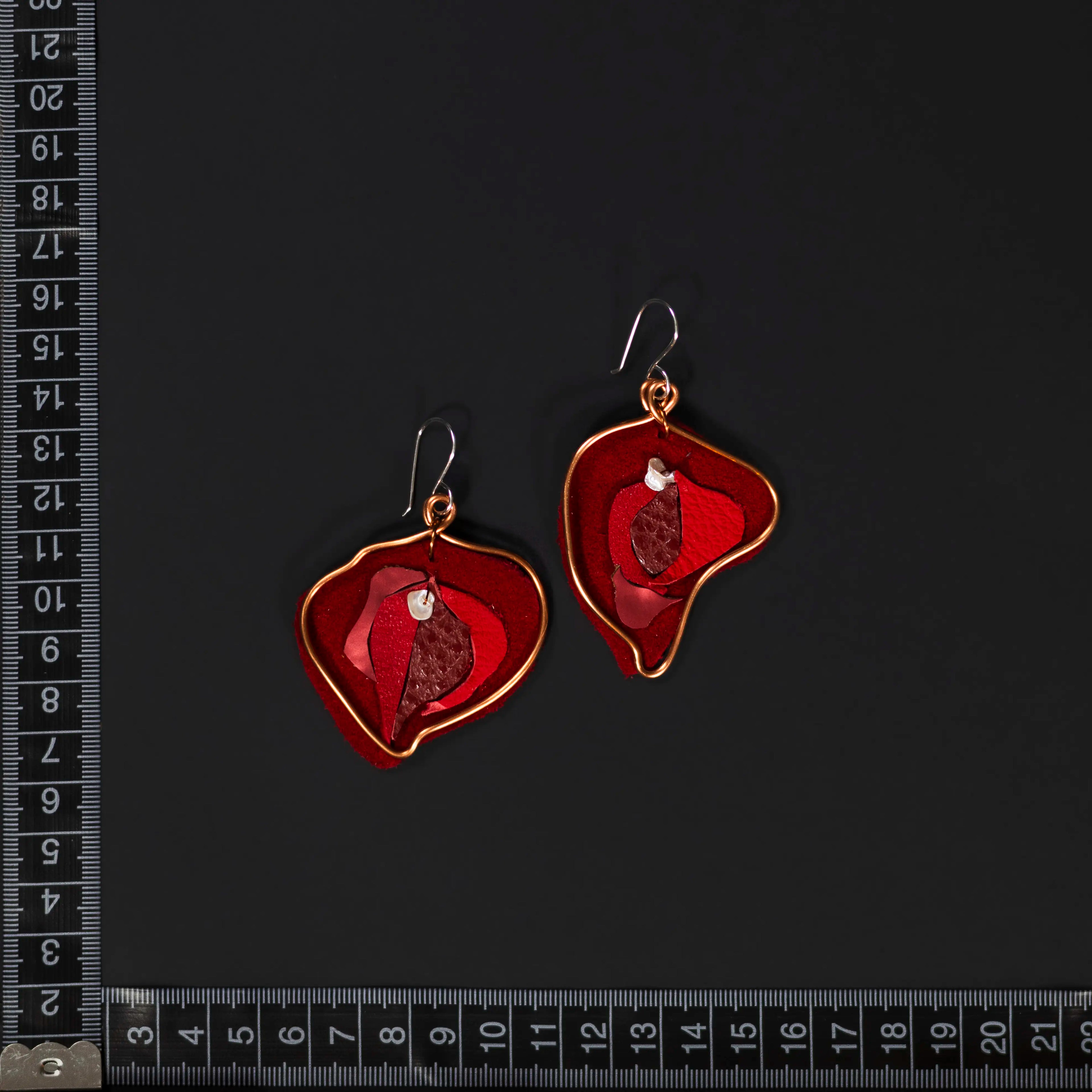 Viva La Vulva - Large Soft Red Leather Earrings