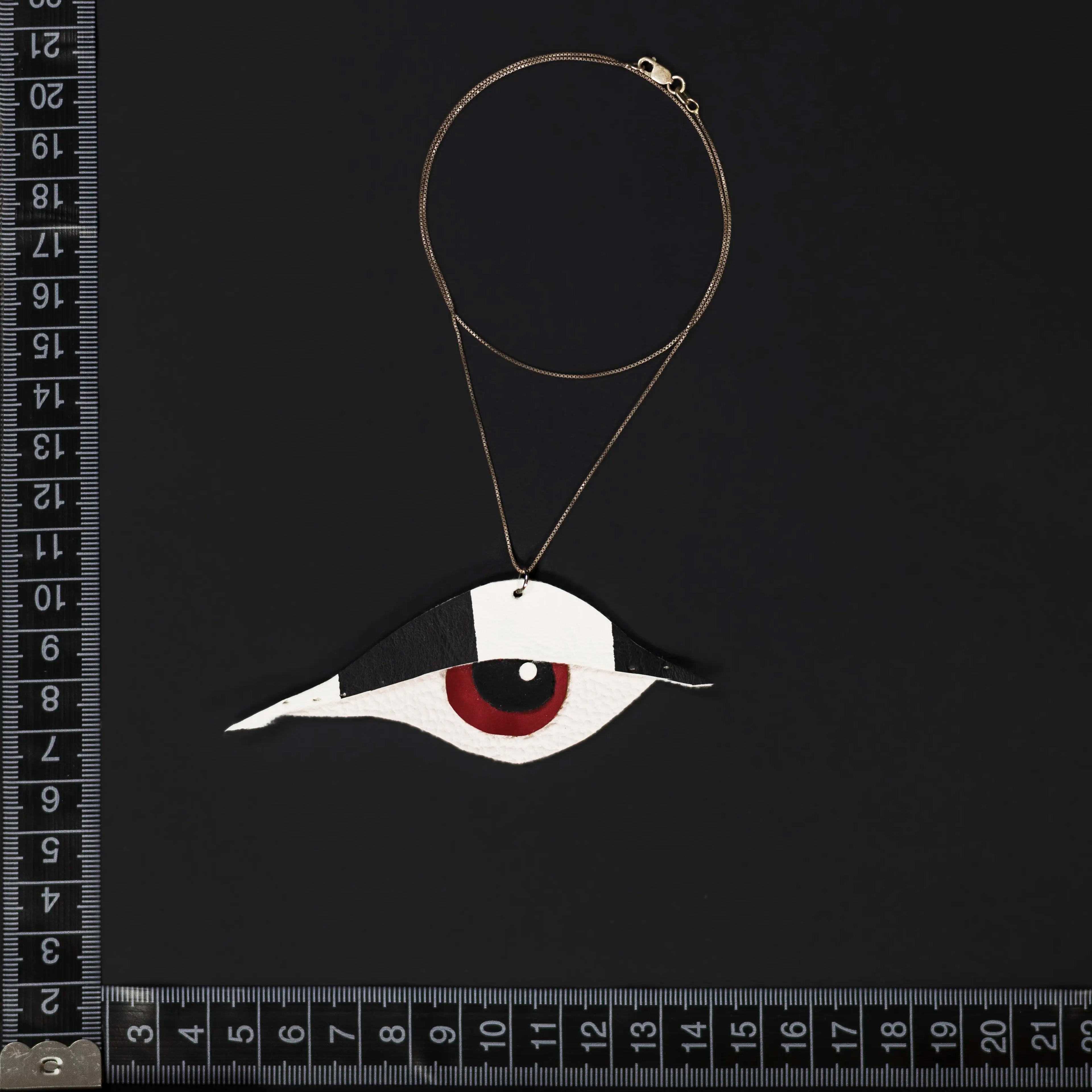 Eye See You- Red & Checkered Black/White Leather Evil Eye Necklace