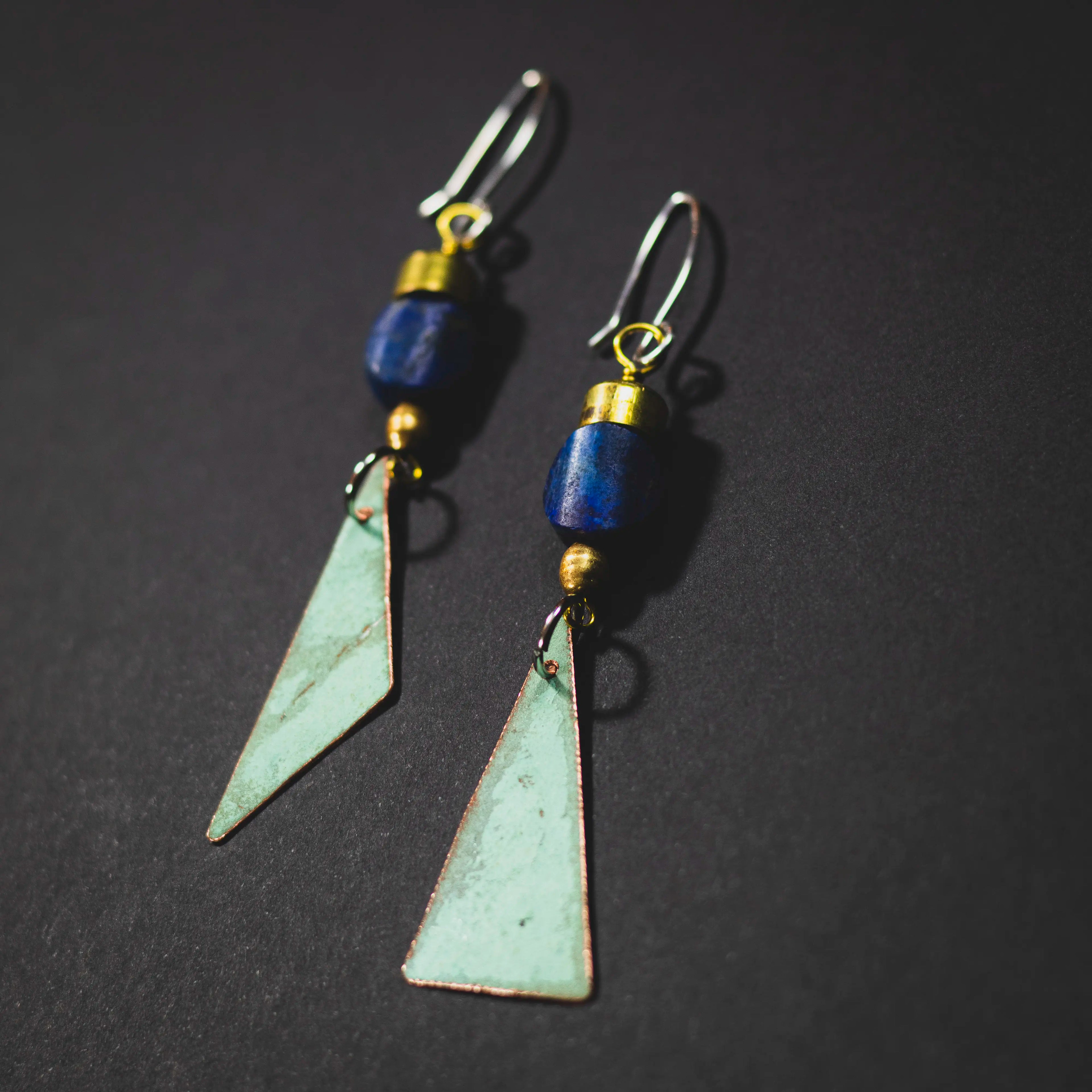 You'll Like Tacoma - Lapis Lazuli Triangle Earrings