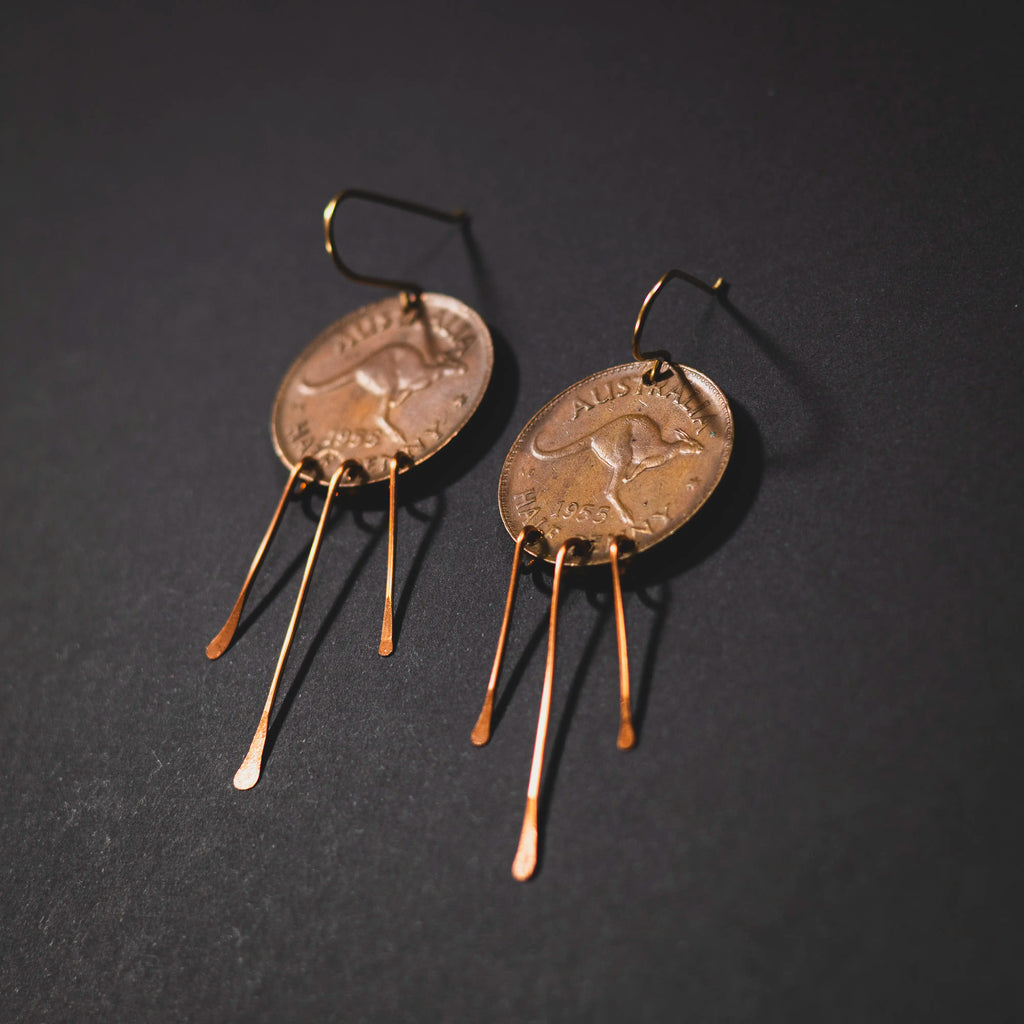 A Penny for Your Thoughts - 1955 Australian Half Penny Coin Earrings
