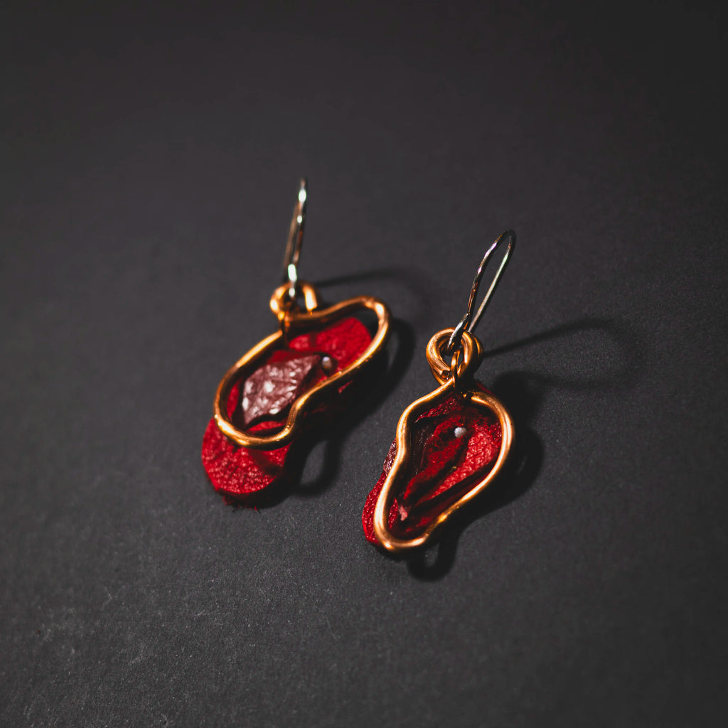 Viva La Vulva - Small Red Leather Earrings