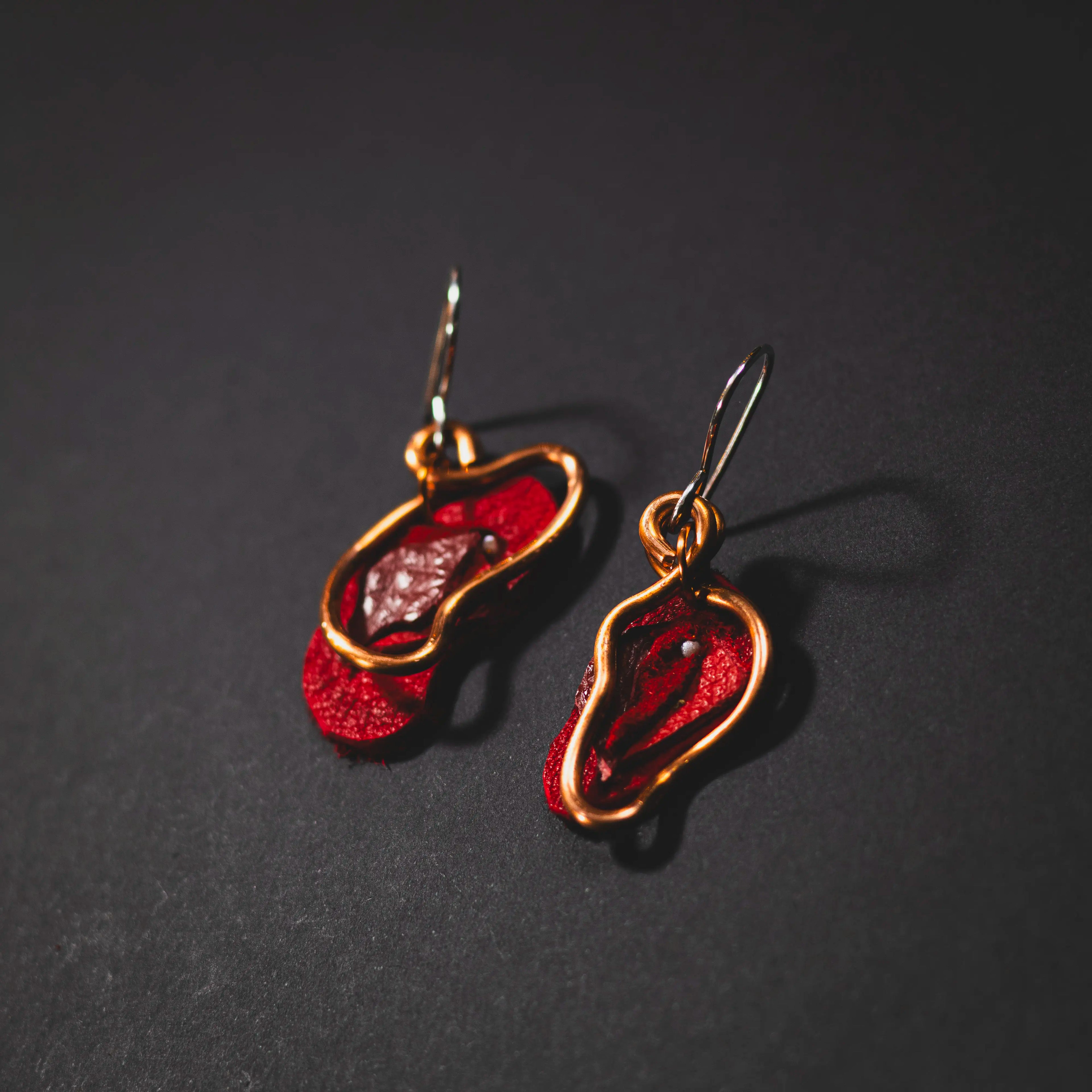 Viva La Vulva - Small Red Leather Earrings