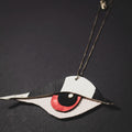 Eye See You- Red & Checkered Black/White Leather Evil Eye Necklace