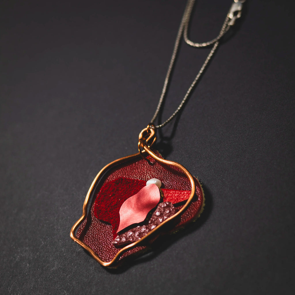 Viva La Vulva - Medium Red Vulva Leather Necklace