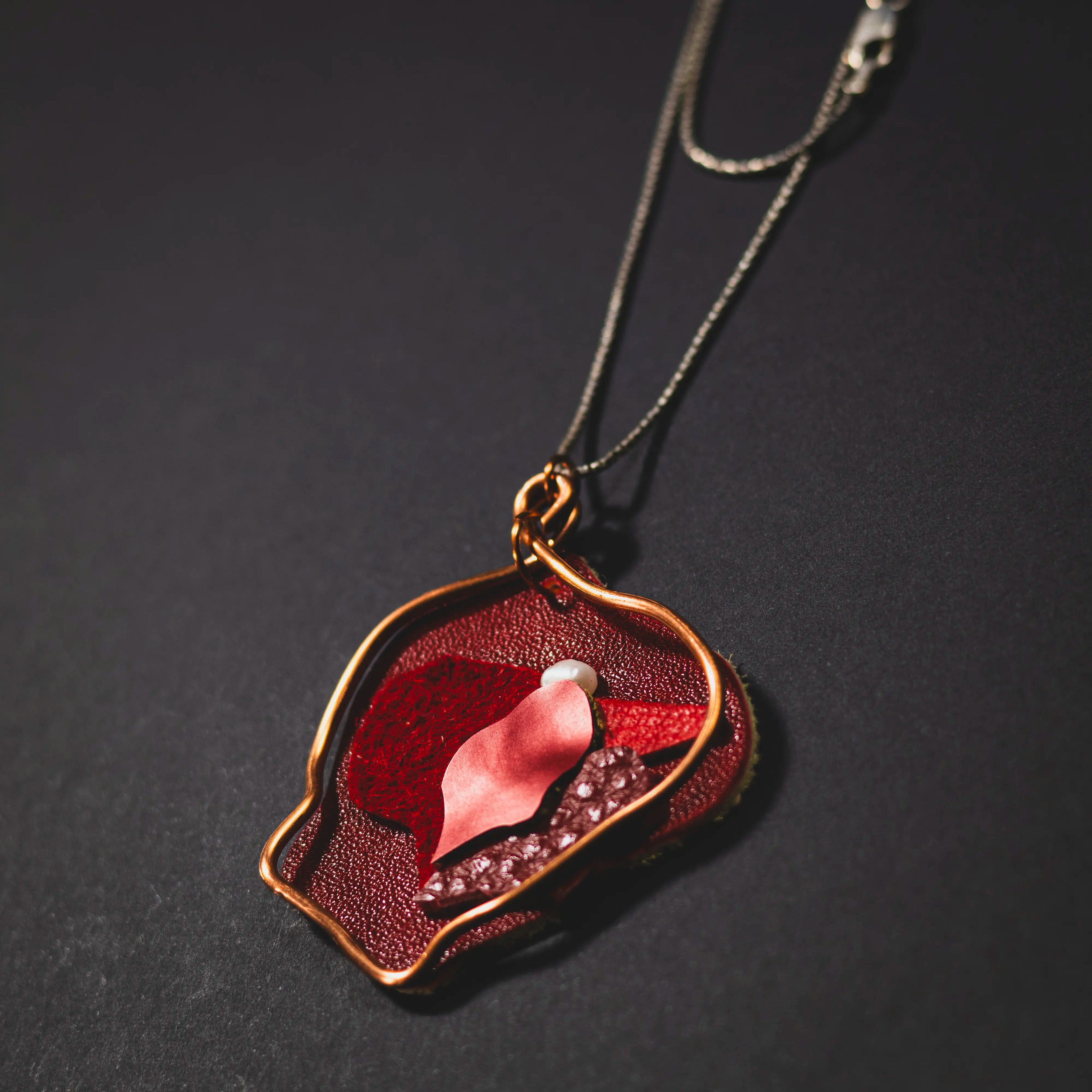 Viva La Vulva - Medium Red Vulva Leather Necklace