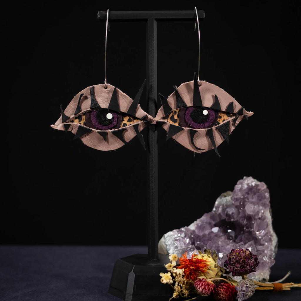 Eye See You - Purple Iris Double Lash Earrings