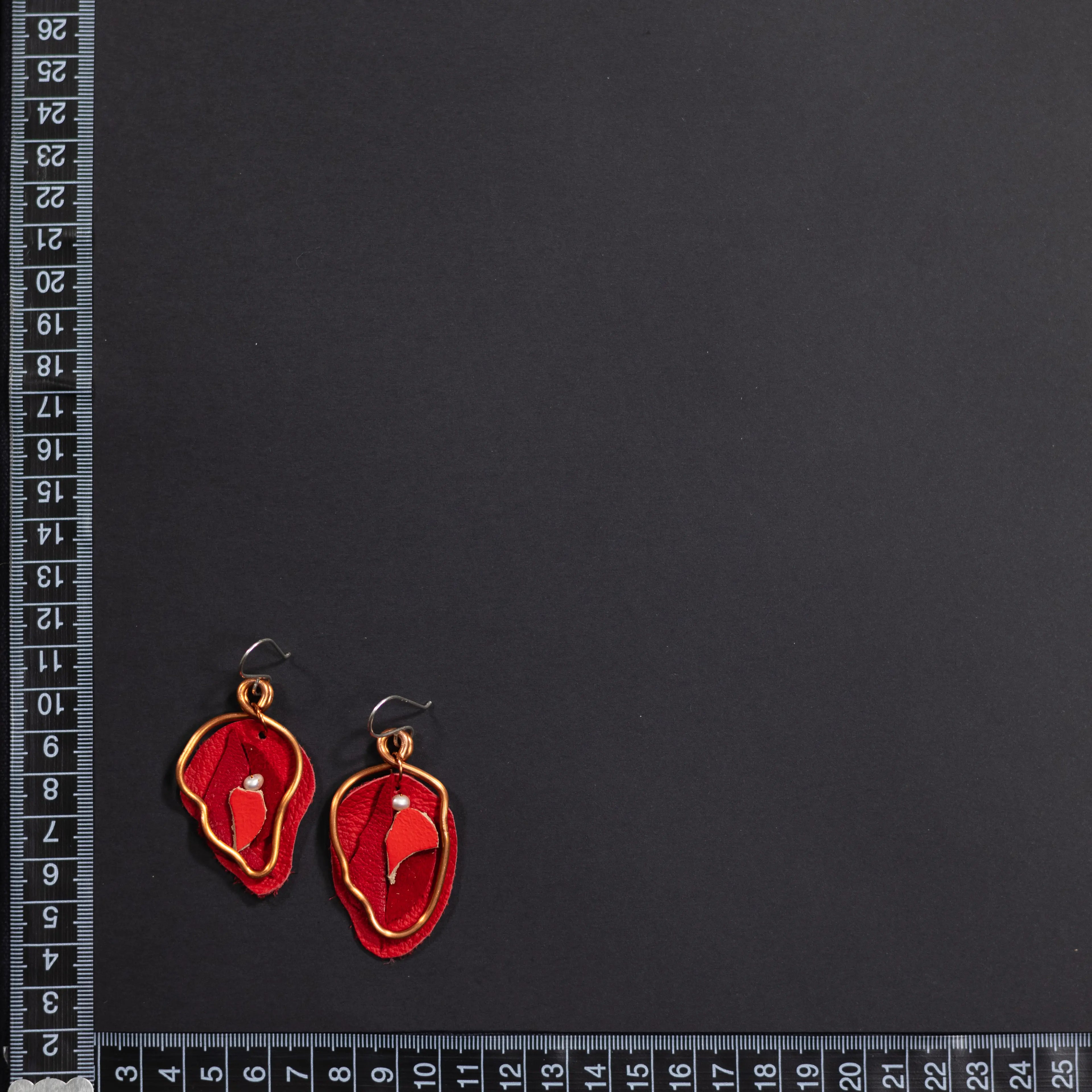 Viva La Vulva - Medium Bright Red Leather Earrings
