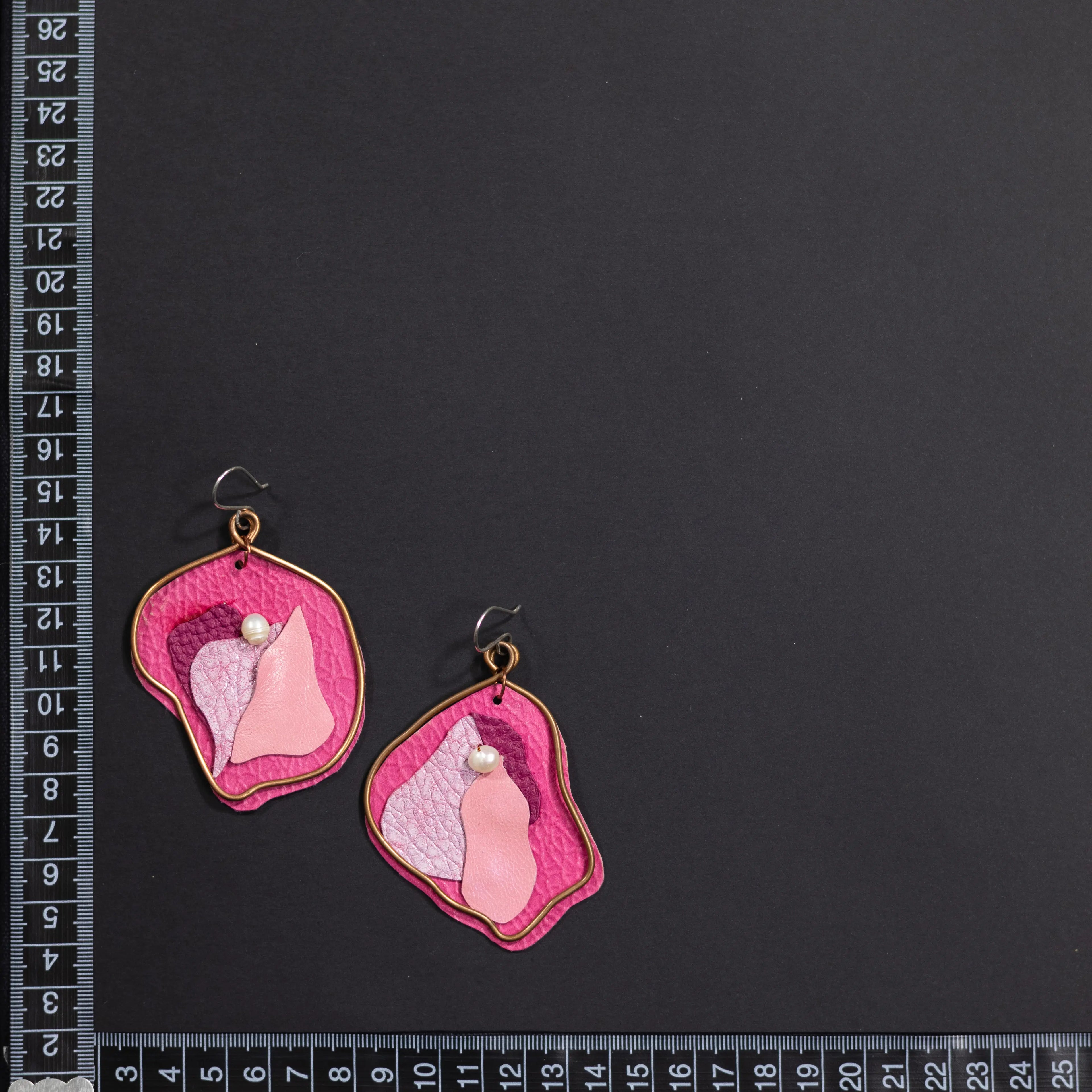 Viva La Vulva - Large Pebble Pink Leather Earrings