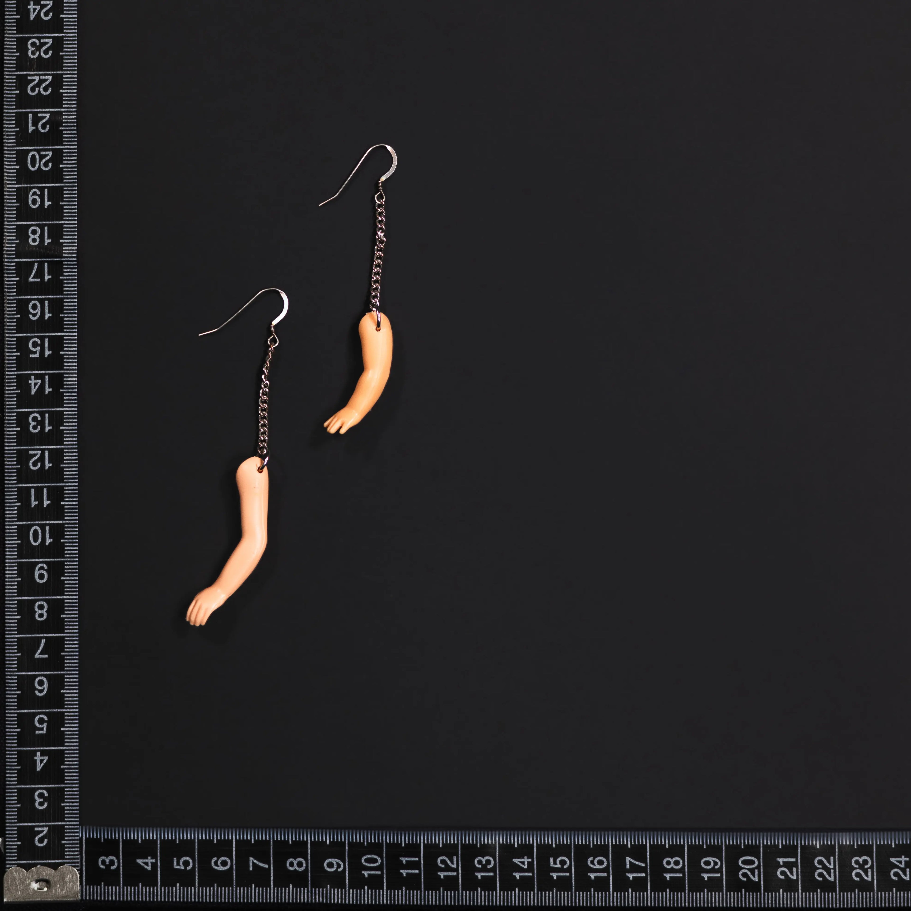 Give Me a Hand Baby -Silver Chain Baby Arms Earrings