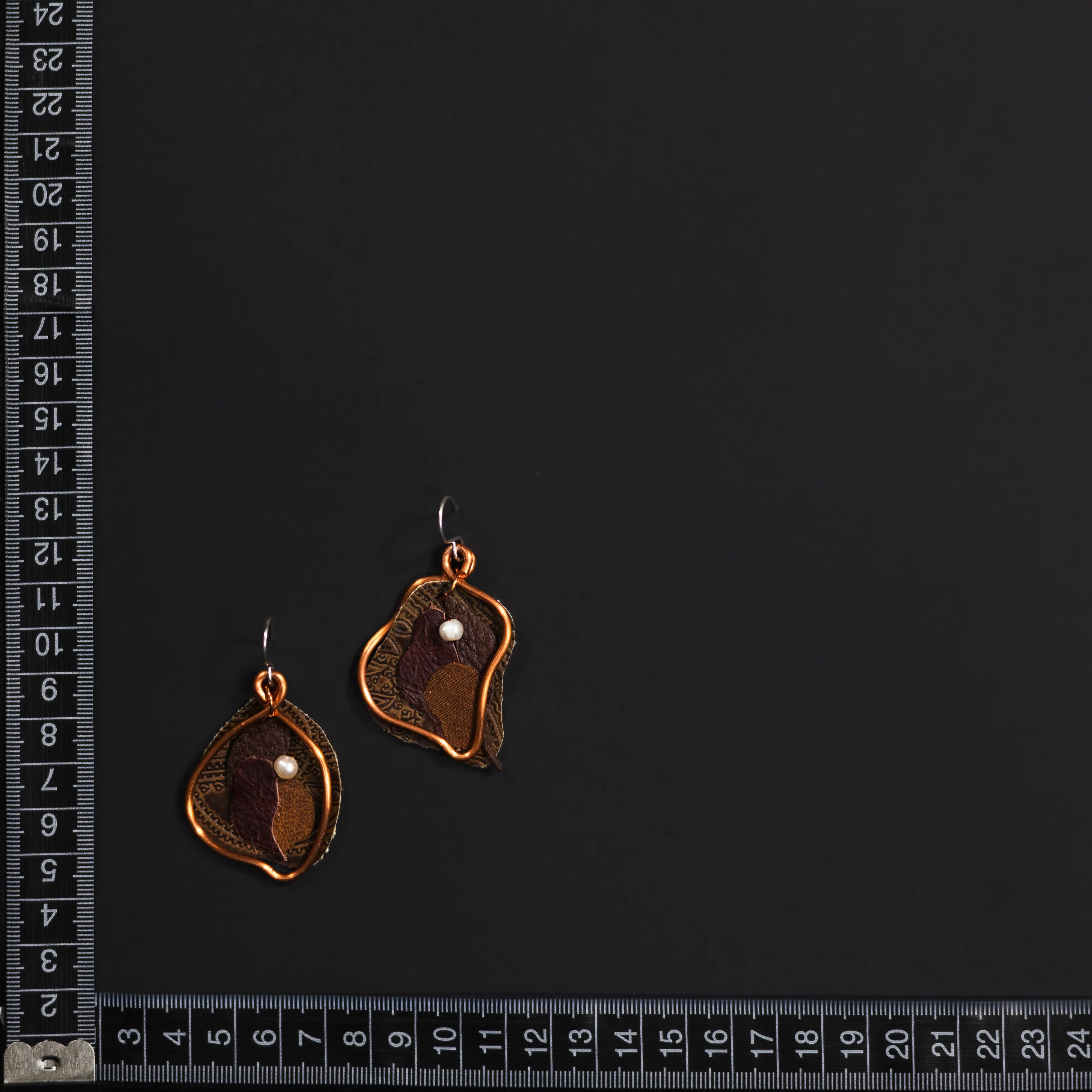 Viva La Vulva - Medium Brown Textured Leather Earrings