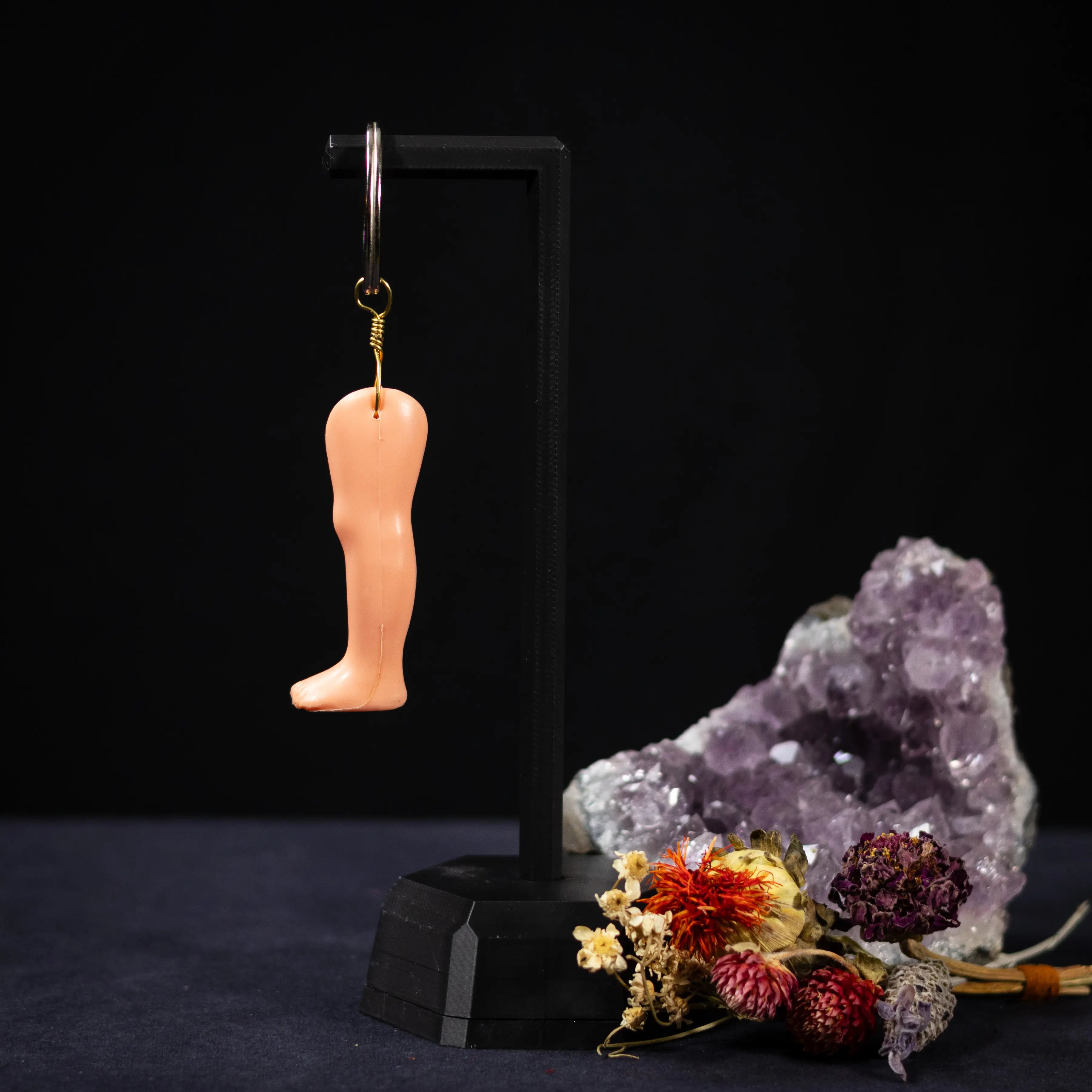 Give Me a Hand Baby - Plastic & Silver Heart Baby Foot Keychain