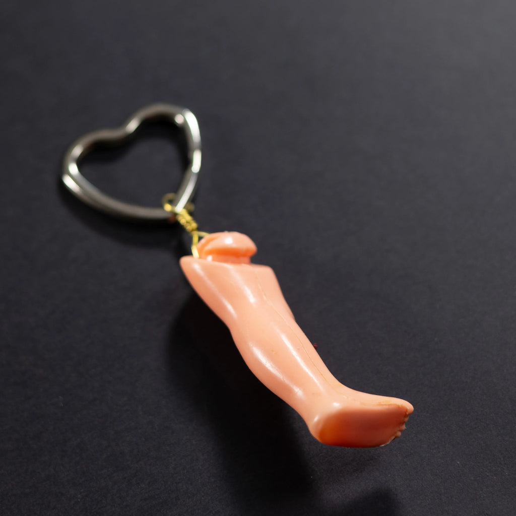 Give Me a Hand Baby - Plastic & Silver Heart Baby Foot Keychain