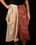 Breve Skirt - Orange Pattern & Tan Stripe