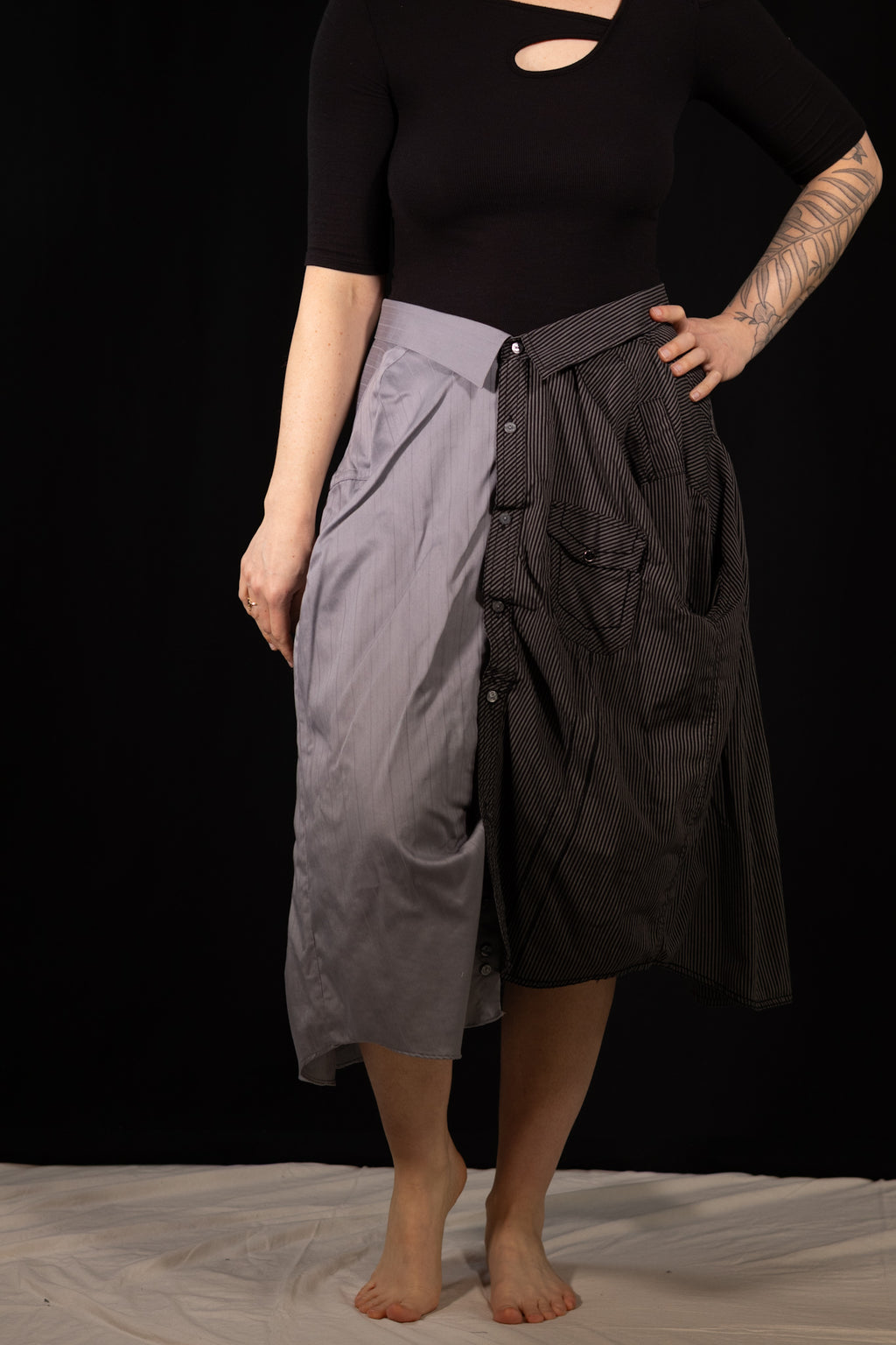 Breve Skirt - Grey & Black Striped