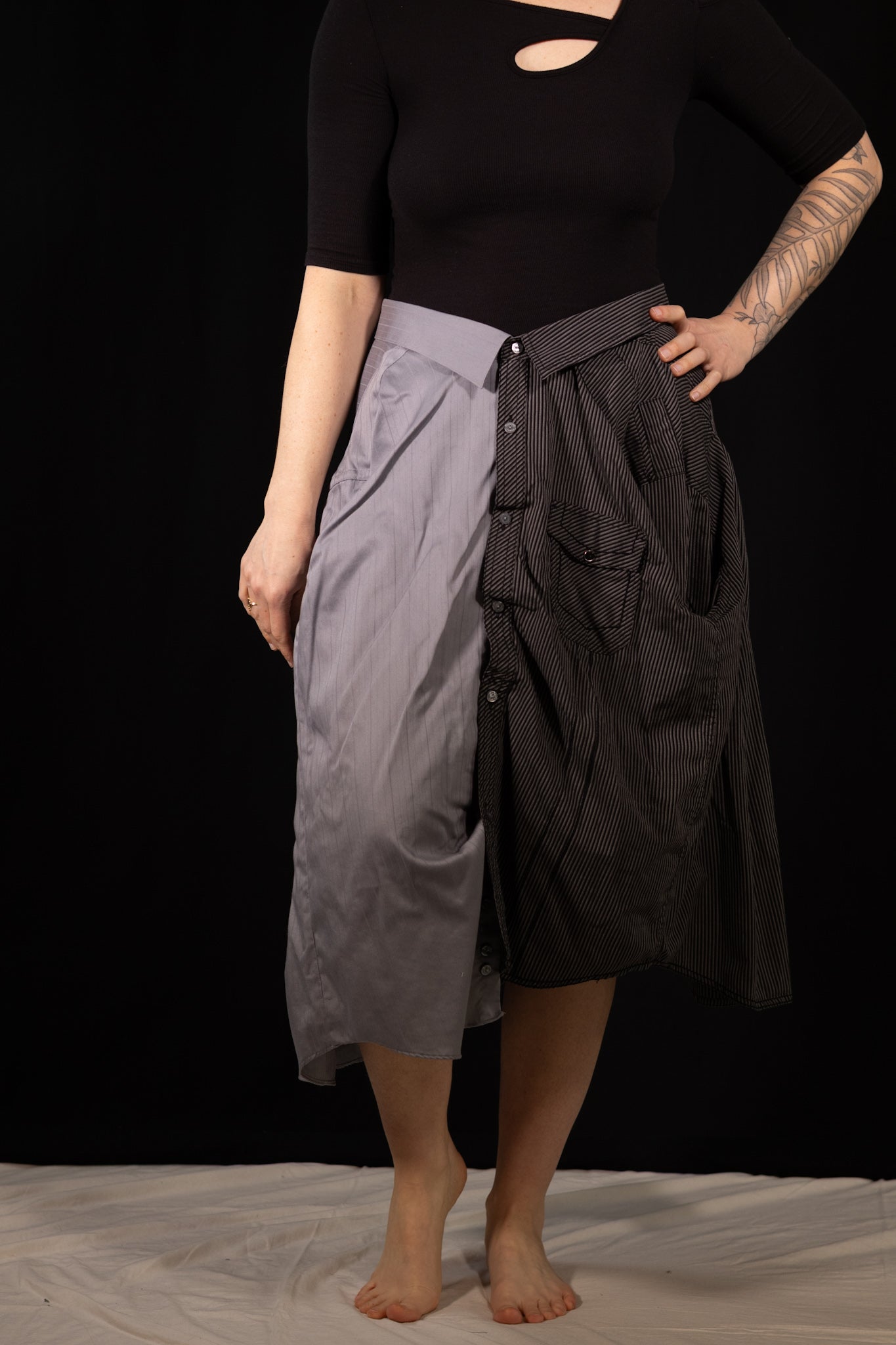 Breve Skirt - Grey & Black Striped